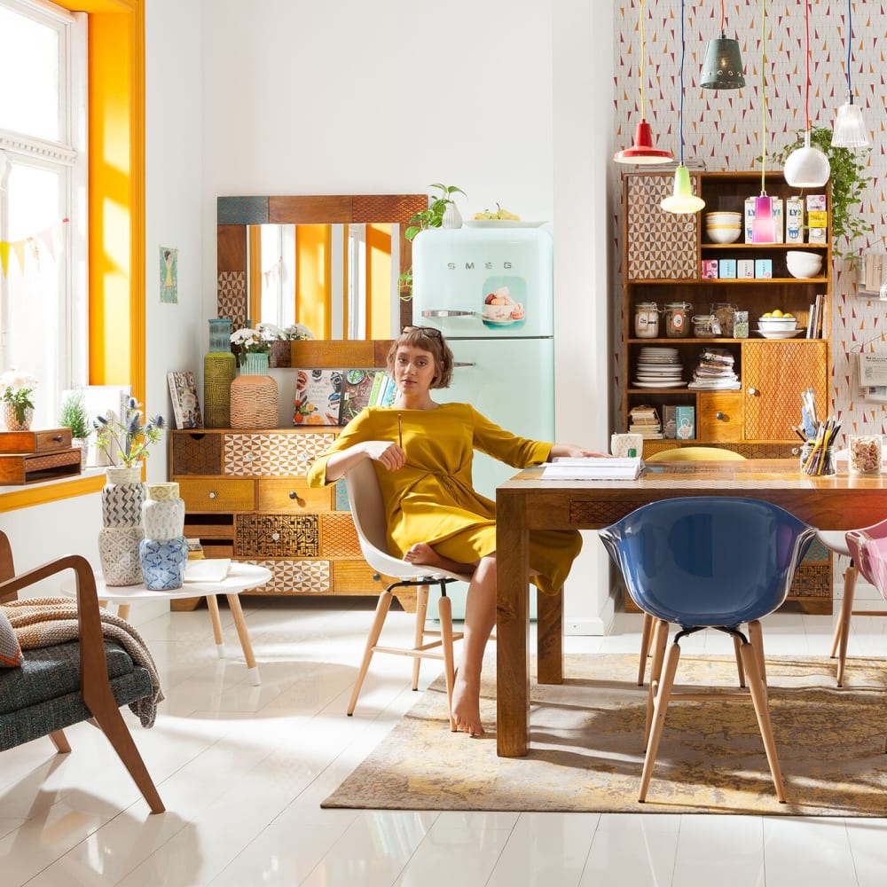 Commode 14 tiroirs en manguier massif motifs multicolores - Maisons du Monde