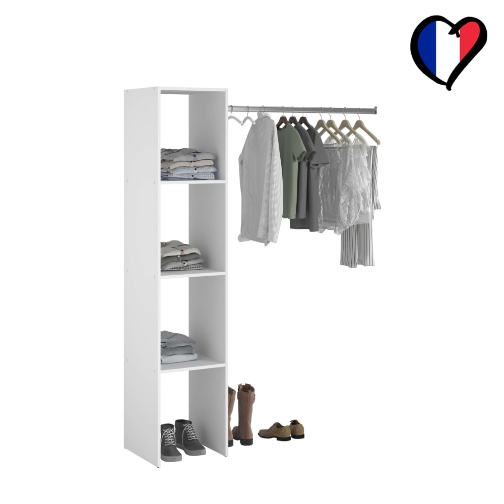 Dressing blanc étagères, penderie 138 x 40 x 180 cm