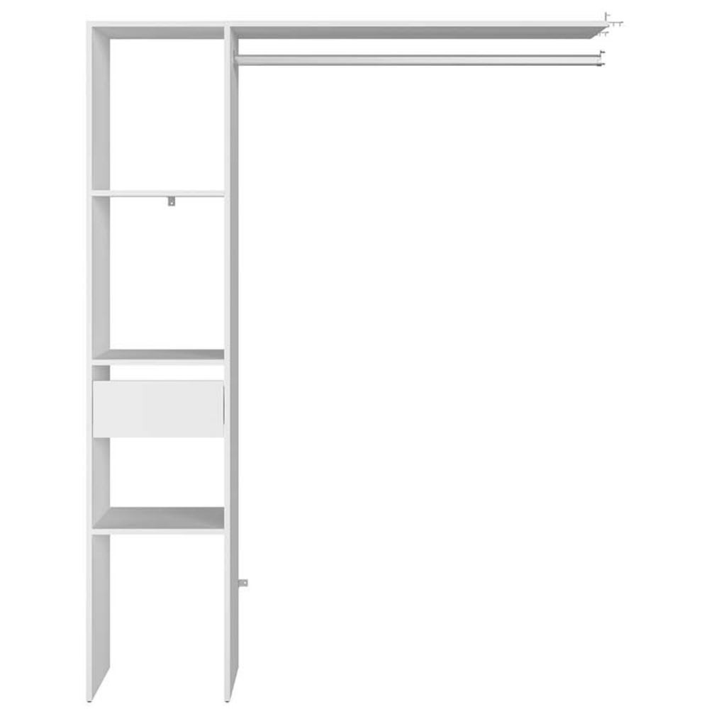 Concept Usine Kleiderschrank mit 3 Regalen 1 Schublade Kleiderstange 138 x 40 x 180 style modern Weiß Spanplatte