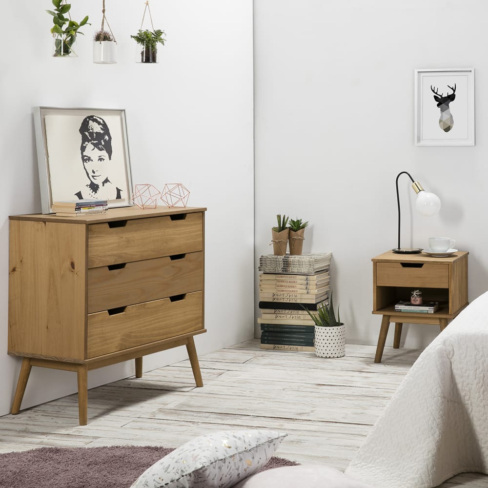 Nachttisch 1 Schublade Farbe Wachs - Maisons Du Monde