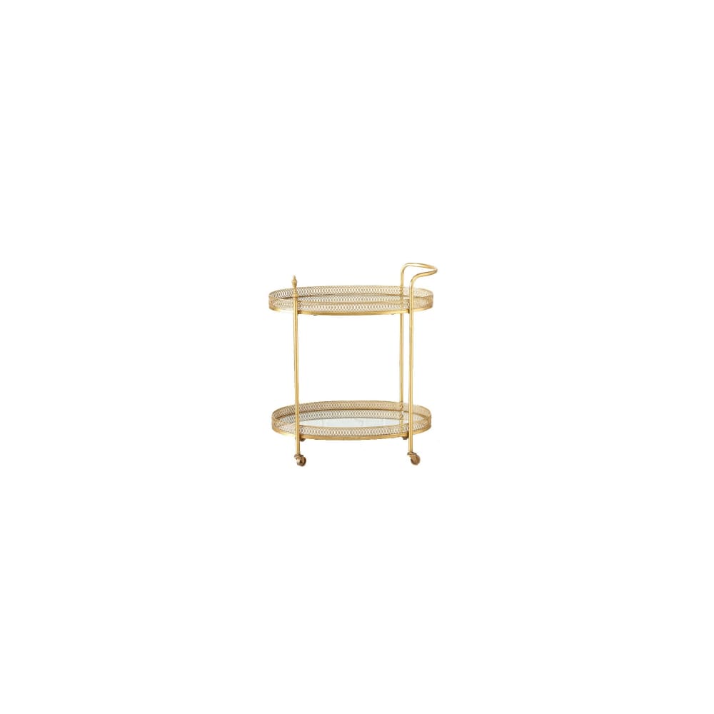 Wadiga Desserte table apéritif salon en métal doré et plateaux miroirs Doré Métal - 68x77x40cm