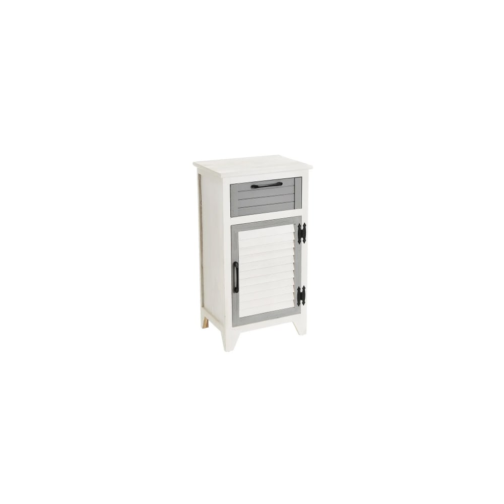 Unimasa Table de chevet bois blanc et gris cérusé - 40x29x74cm
