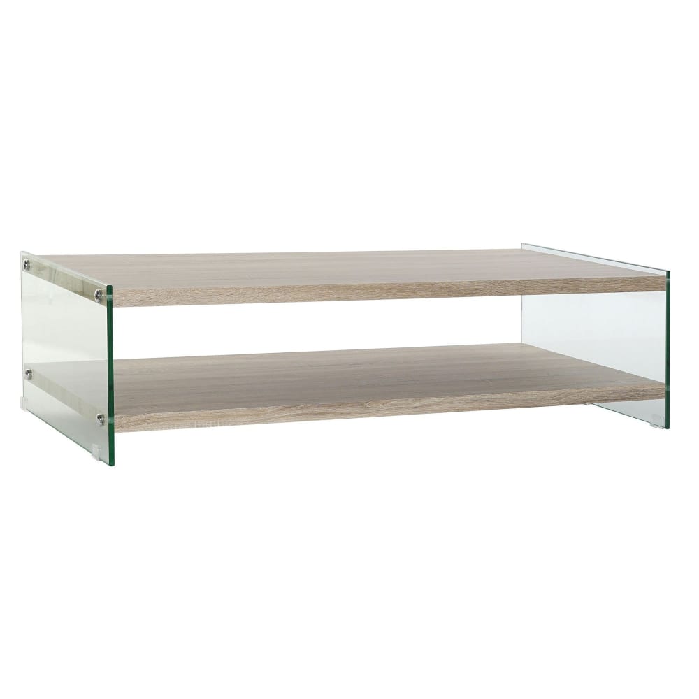 Wadiga Table basse moderne bois MDF et verre trempé 130x65x35,5cm Marron Bois - 0x0x0cm