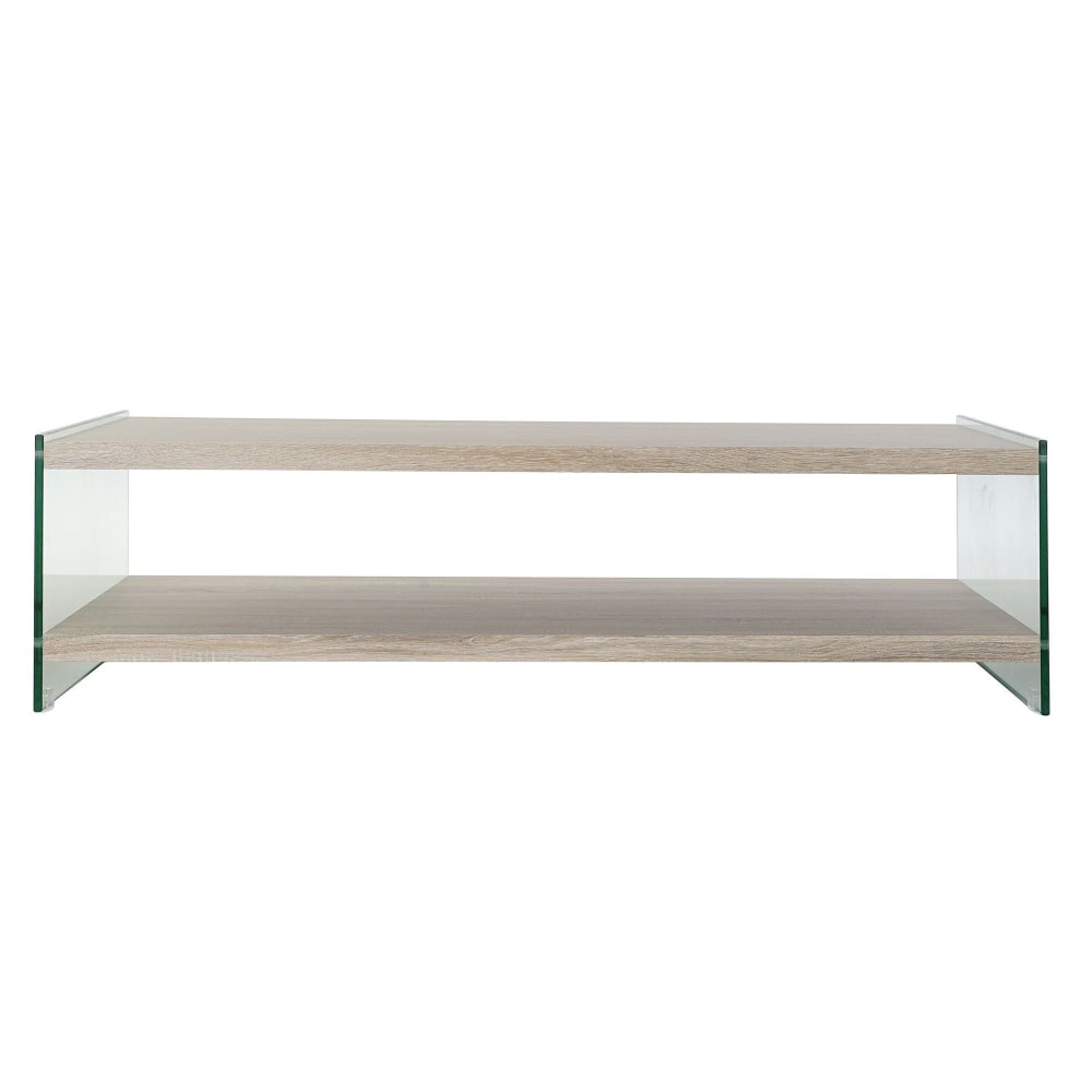 Table basse moderne bois MDF et verre trempé 130x65x35,5cm - Maisons du Monde