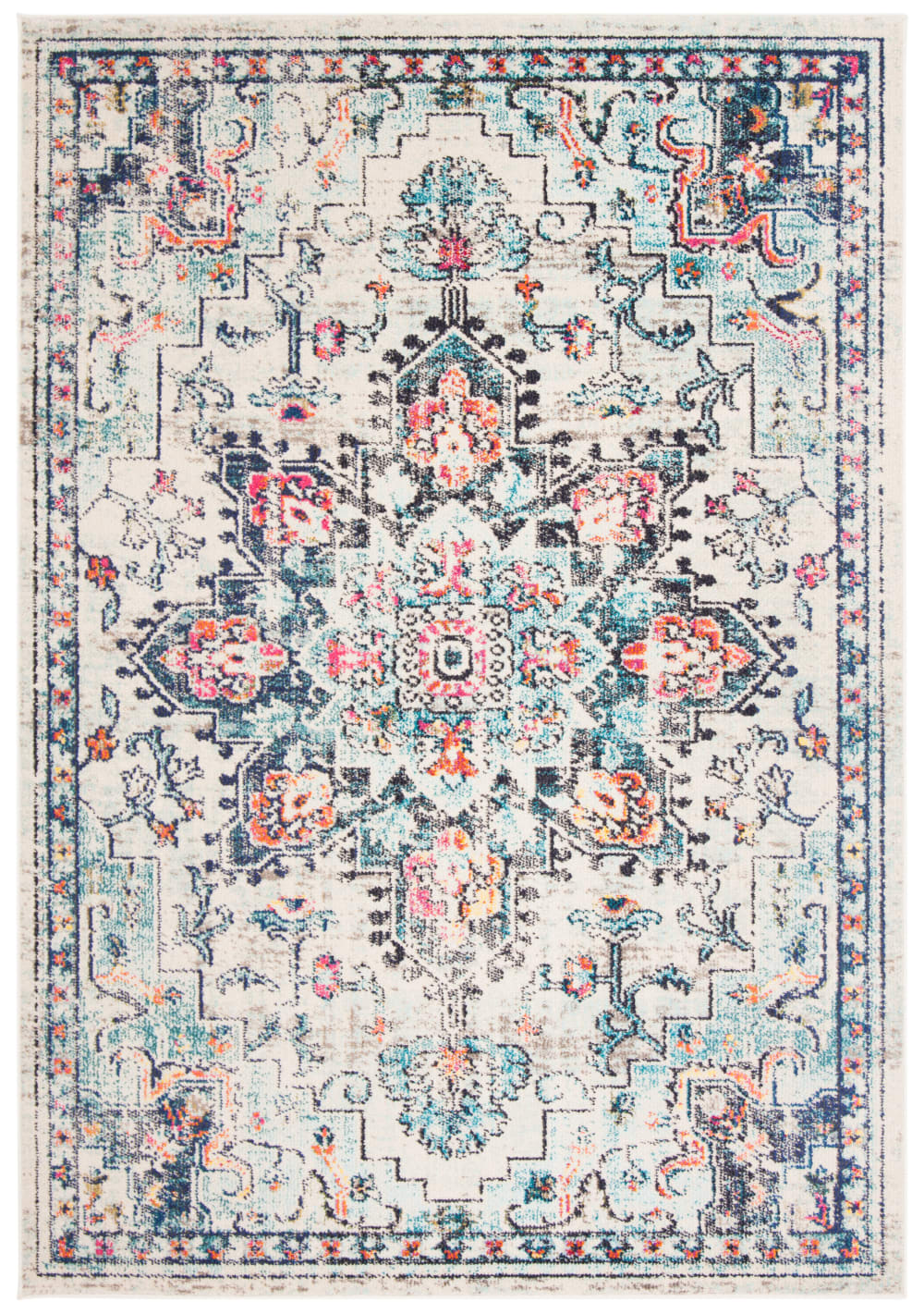Tapis polypropylène crème/bleu 122 x 183 cm