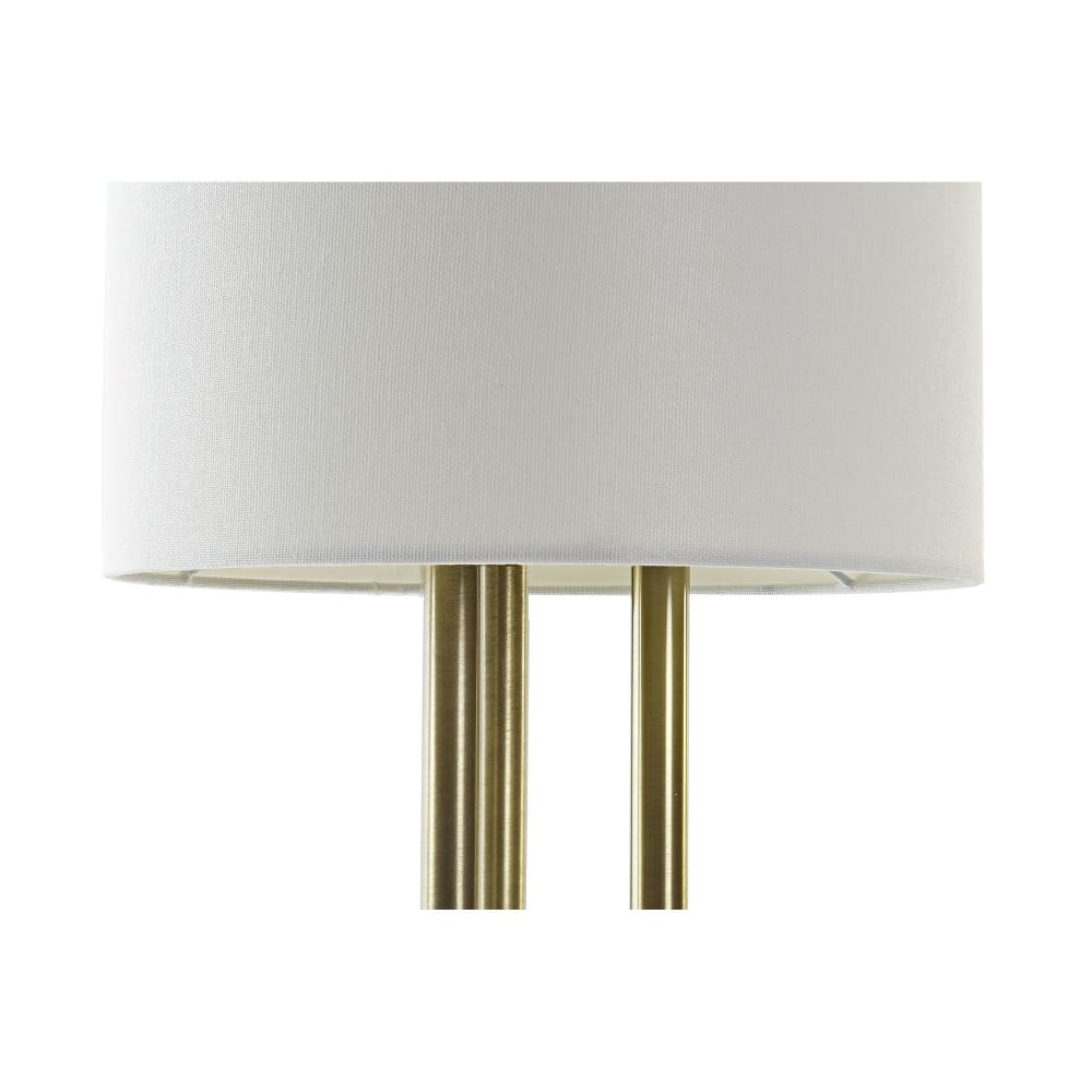 Lampe à poser rétro en métal doré et abat-jour blanc en lin - h67cm — vue 3