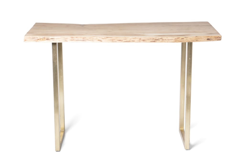 Mathi Design Stehtisch Akazienholz mit Messingbeinen style modern Beige