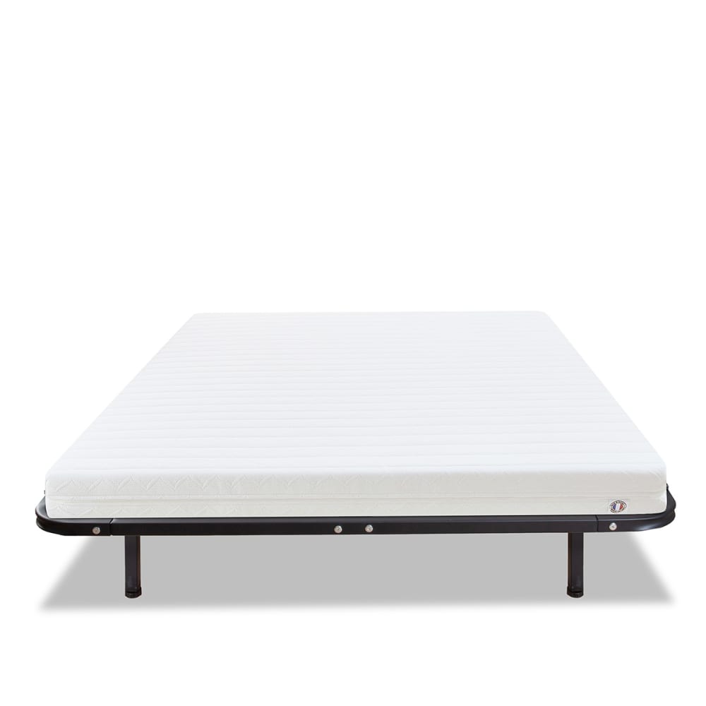Ensemble matelas mousse h12 sommier métal blanc 140x200