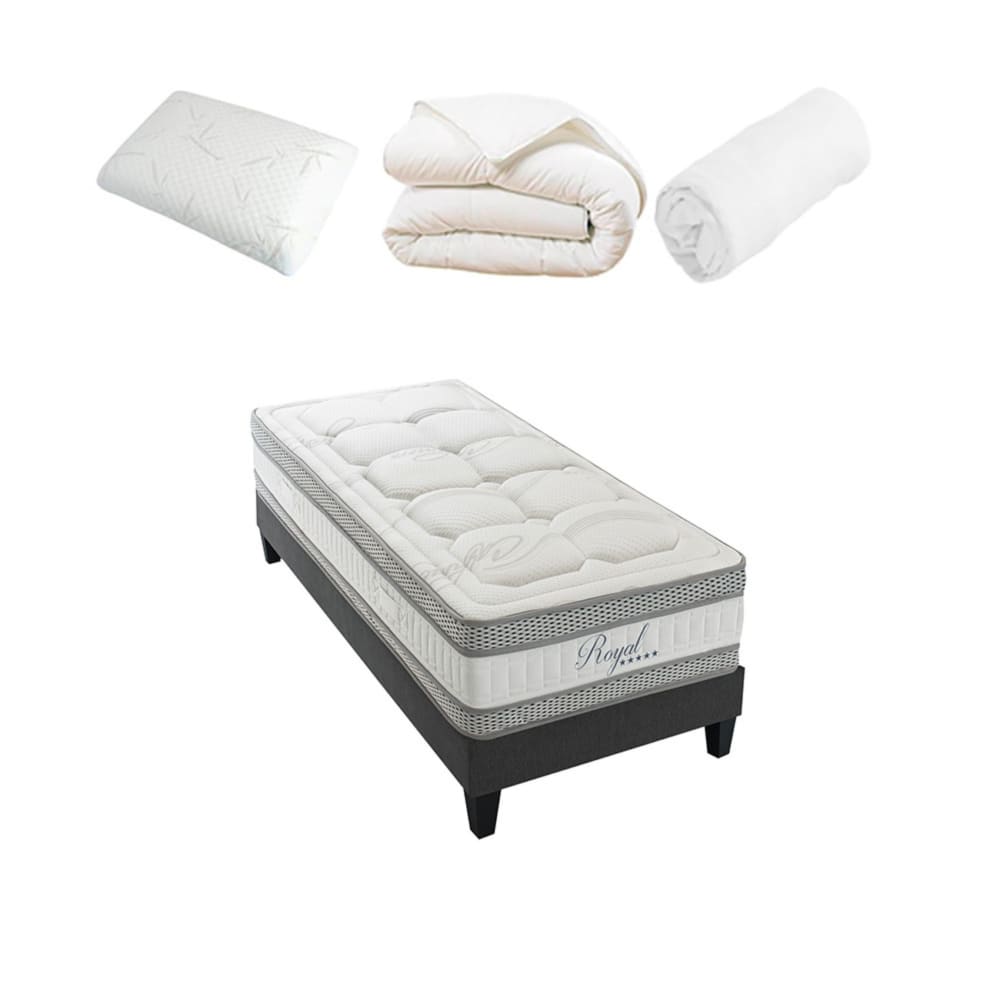 Royal 5* - matelas mémoire de forme + sommier + accessoires mousse