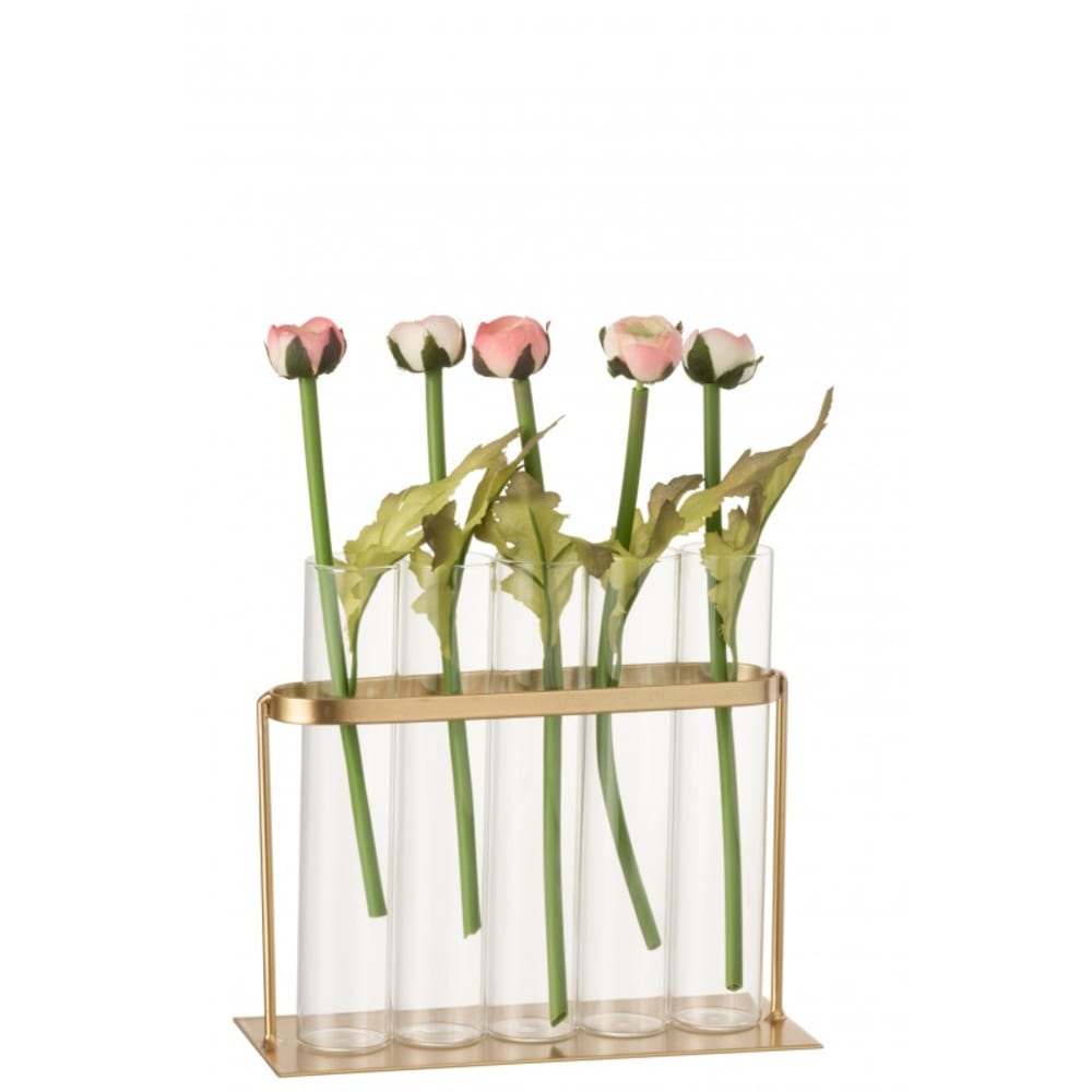 Soliflore 5 tubes métal/verre or H17cm - Maisons du Monde