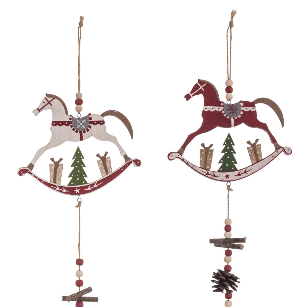Décoration de Noël en bois chevaux - Lot de 2 - Maisons du Monde