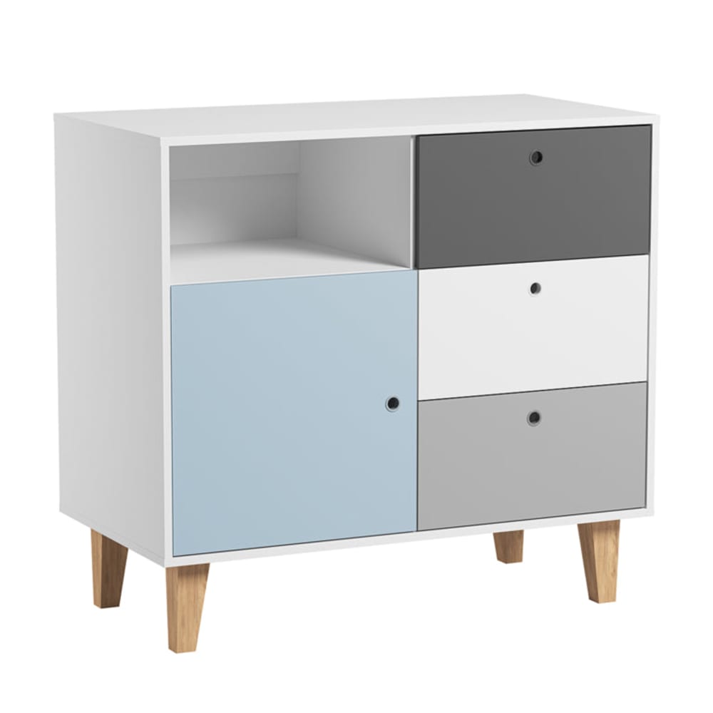 Commode à langer concept panneaux mélaminés bleu Commode à langer concept panneaux mélaminés bleu
