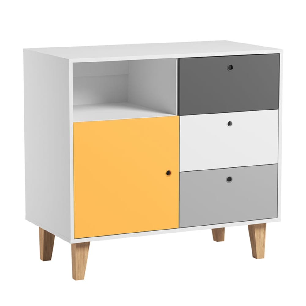 Commode à langer concept panneaux mélaminés jaune Commode à langer concept panneaux mélaminés jaune