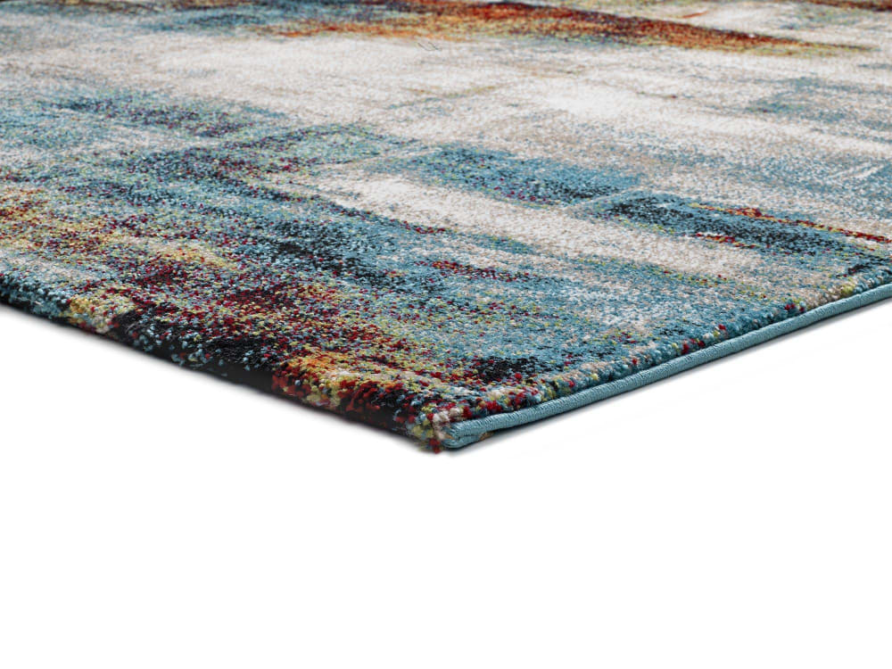 Tapis abstrait beige/bleu/rouille 140x200 cm — vue 4