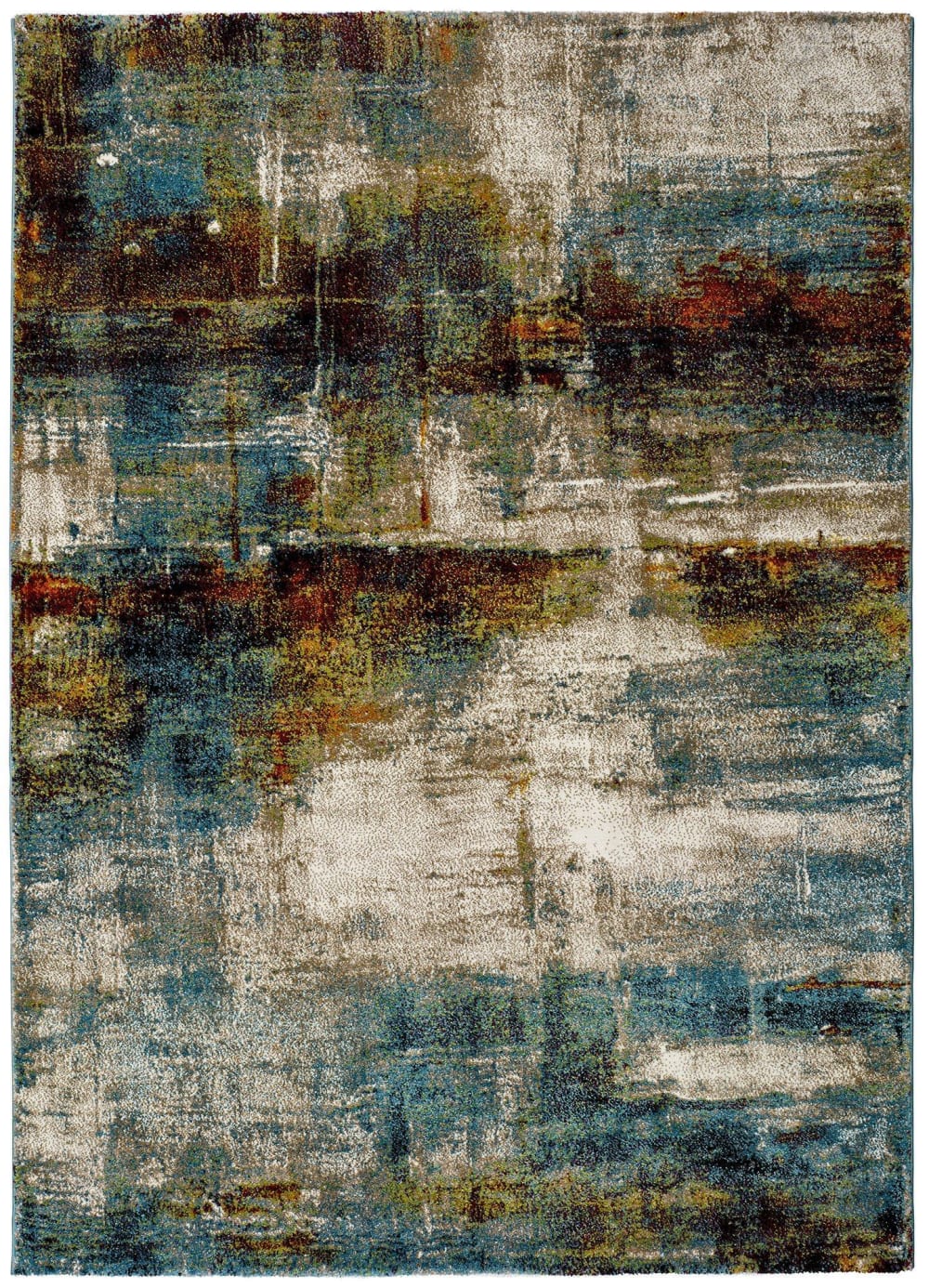 Tapis abstrait beige/bleu/rouille 160x230 cm