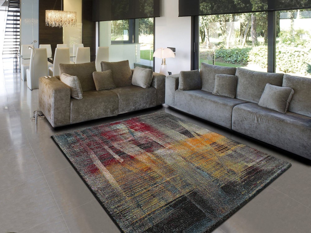 Atticgo Schlafzimmerteppich, Abstrakt, mehrfarbig, 60x120 cm style modern Grau Öko-Tex Zertifikat Pp - Polypropylen