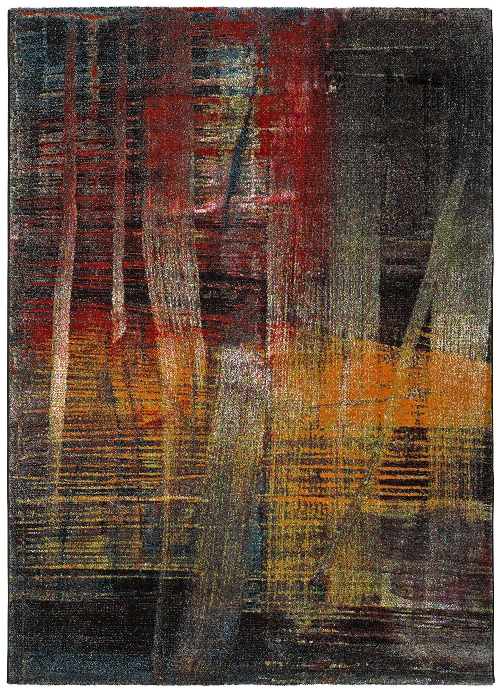 Alfombra de pie de cama gris/rojo/naranja 60x120 cm - Maisons du Monde