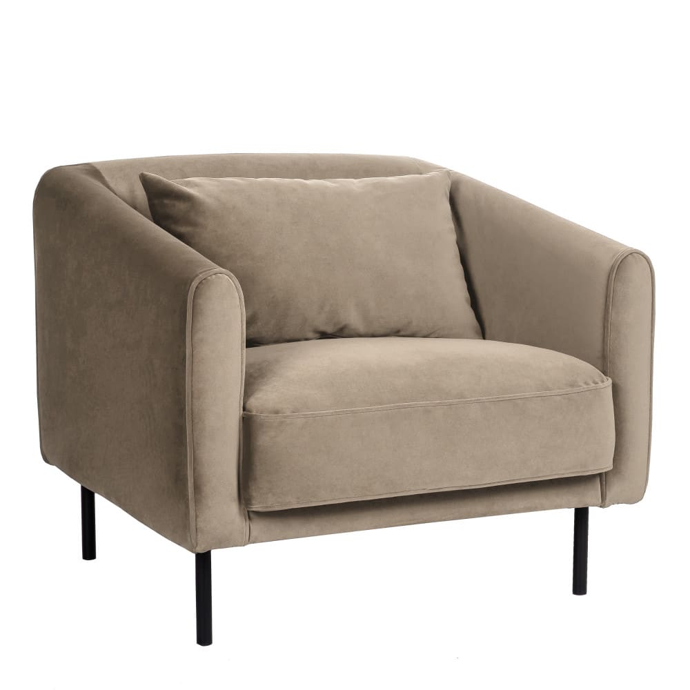 Drawer Fauteuil en velours pieds droits en métal - beige style contemporain