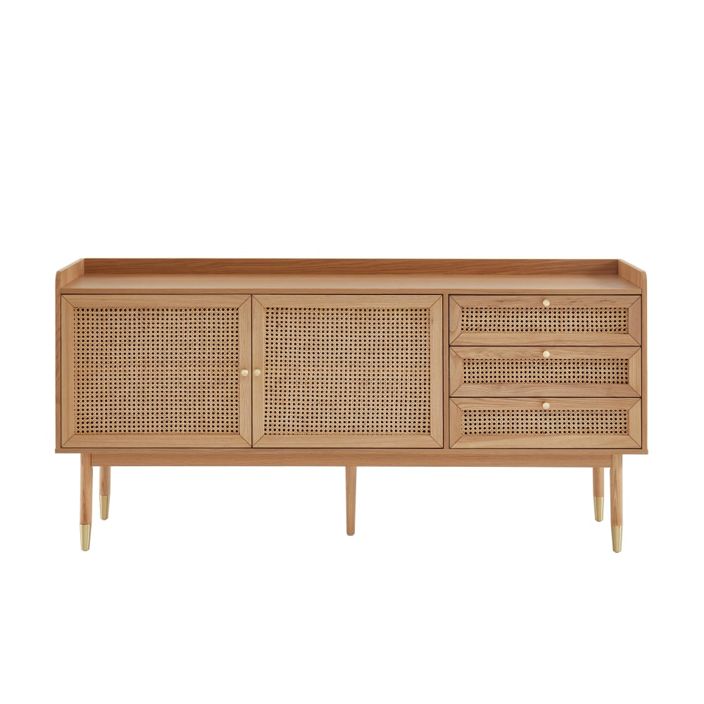 Buffet chêne et cannage rotin 180cm