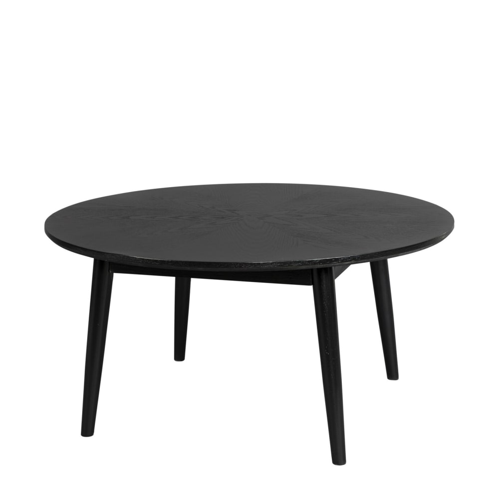 Table basse ronde en bois noir