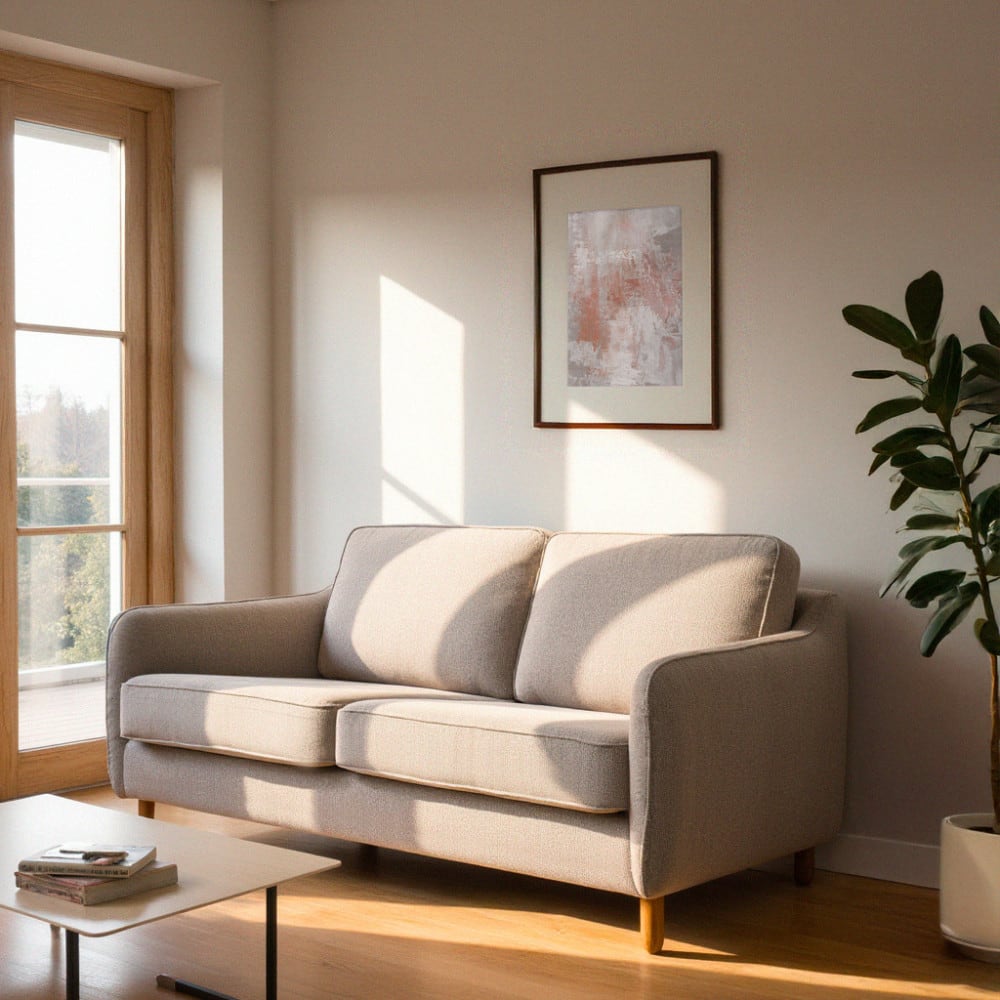 Canapé convertible express 3 places en tissu - Naturel chiné