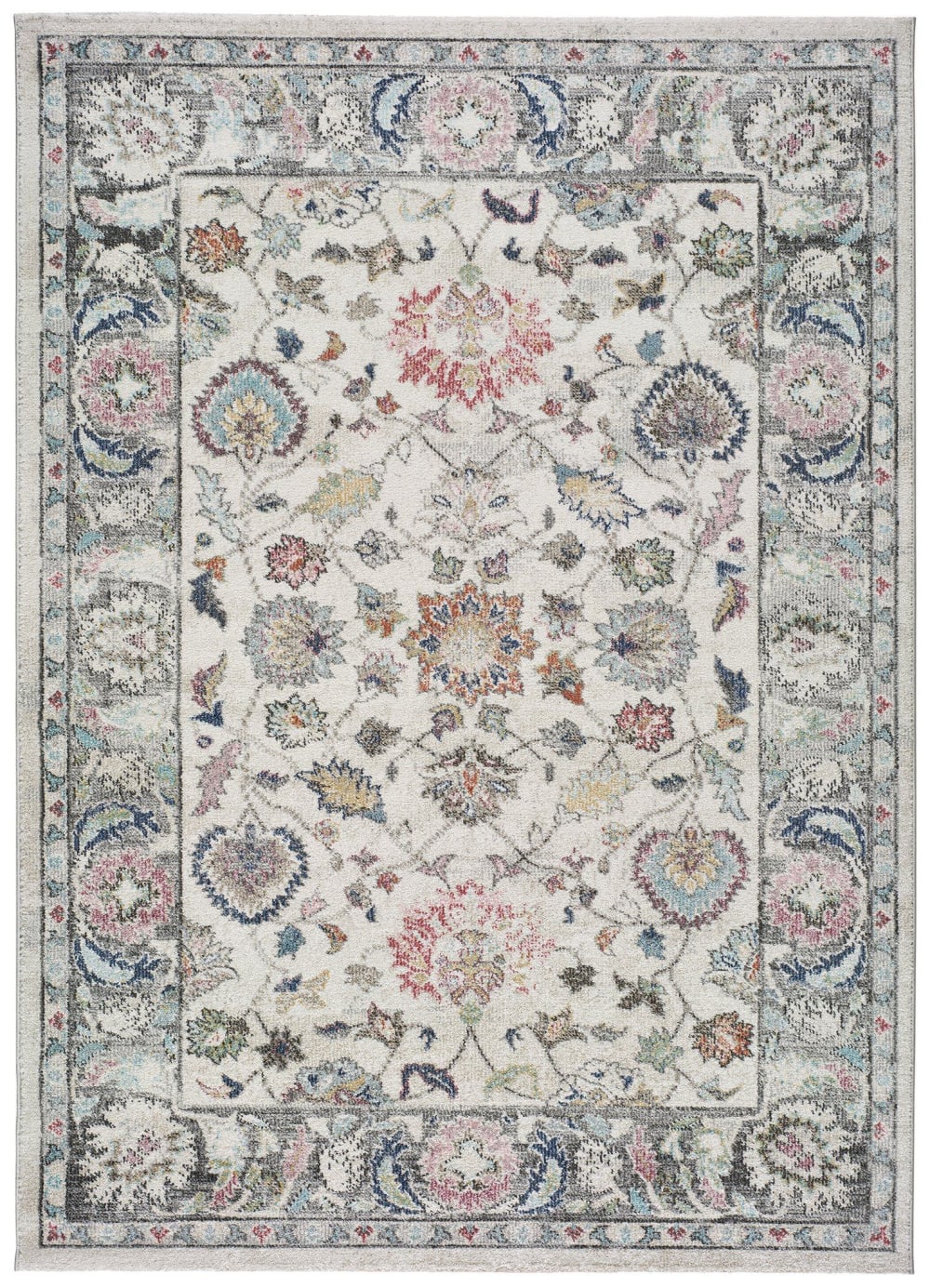 Alfombra vintage crema/rosa/multicolor 120x170 cm