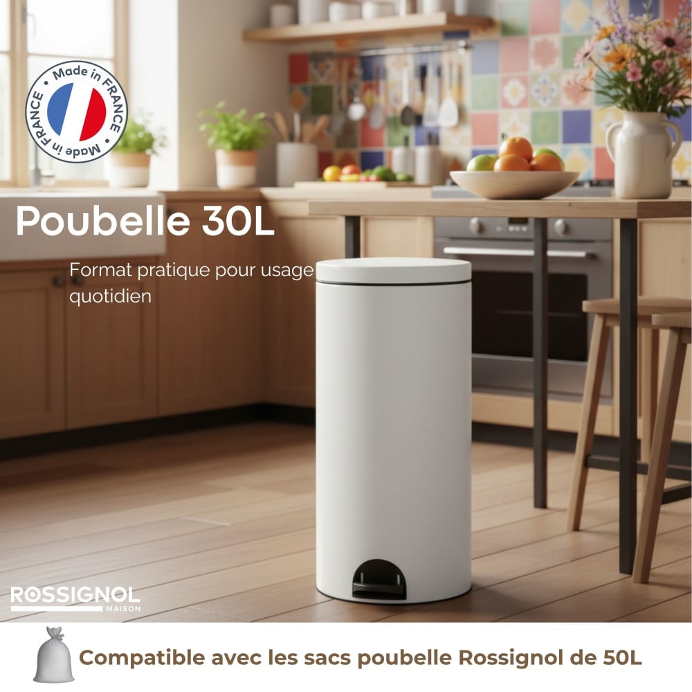 Poubelle de cuisine à pédale 30l fabriqué en france - Maisons du Monde