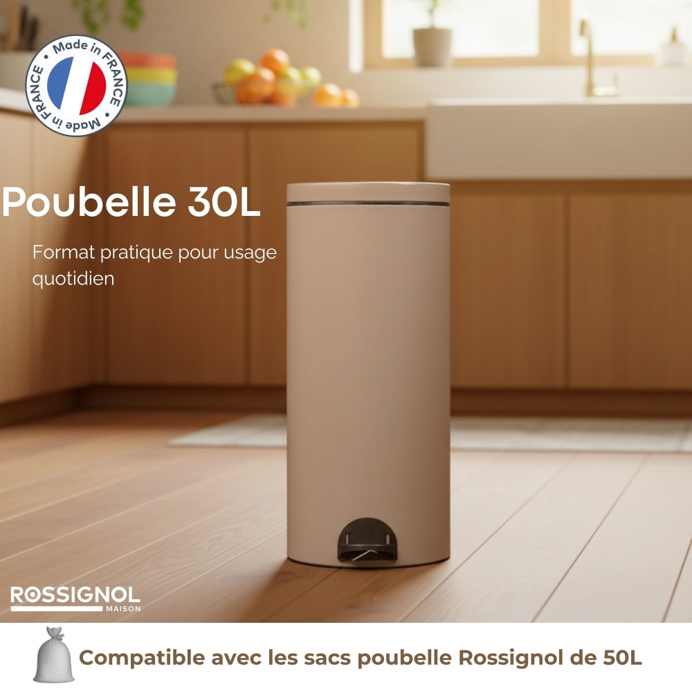 Poubelle de cuisine à pédale 30l fabriqué en france - Maisons du Monde