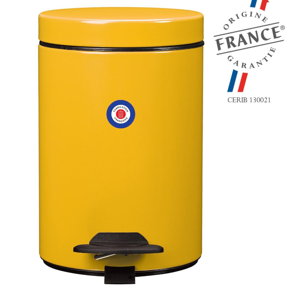 Rossignol Poubelle de salle de bains à pédale 3l fabriqué en france style classique chic Jaune Métal