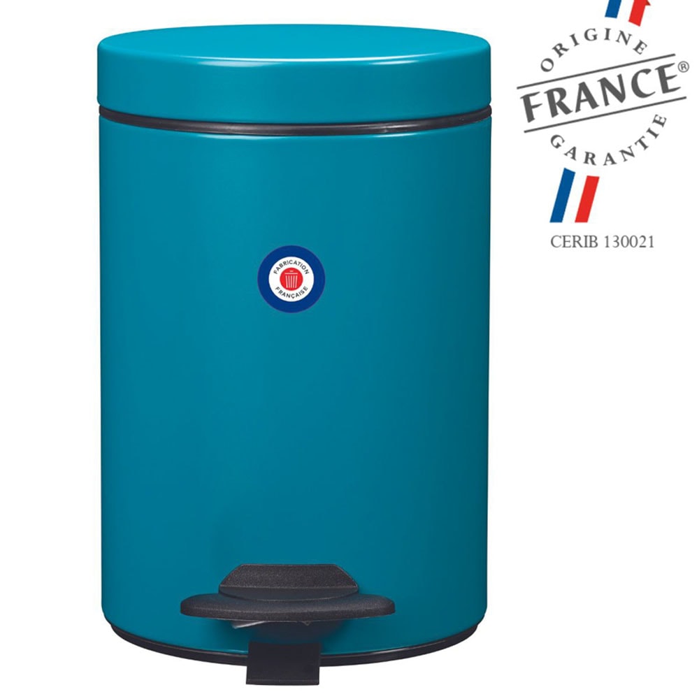 Rossignol Poubelle de salle de bains à pédale 3l fabriqué en france style classique chic Bleu Métal