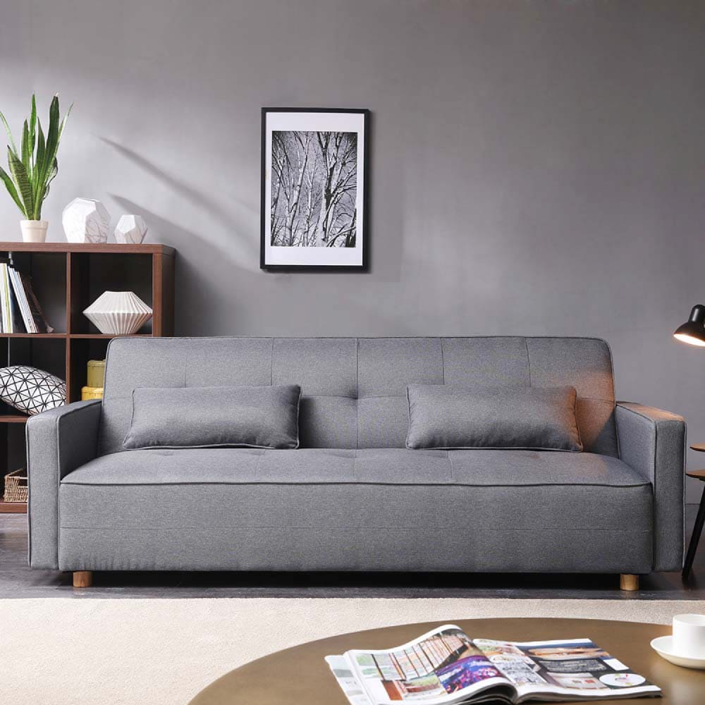 Canapé scandinave convertible 3 places en tissu gris