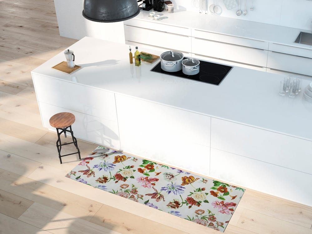 Tapis de cuisine lavable fleurs blanc/multicolore 48x200 cm — vue 3