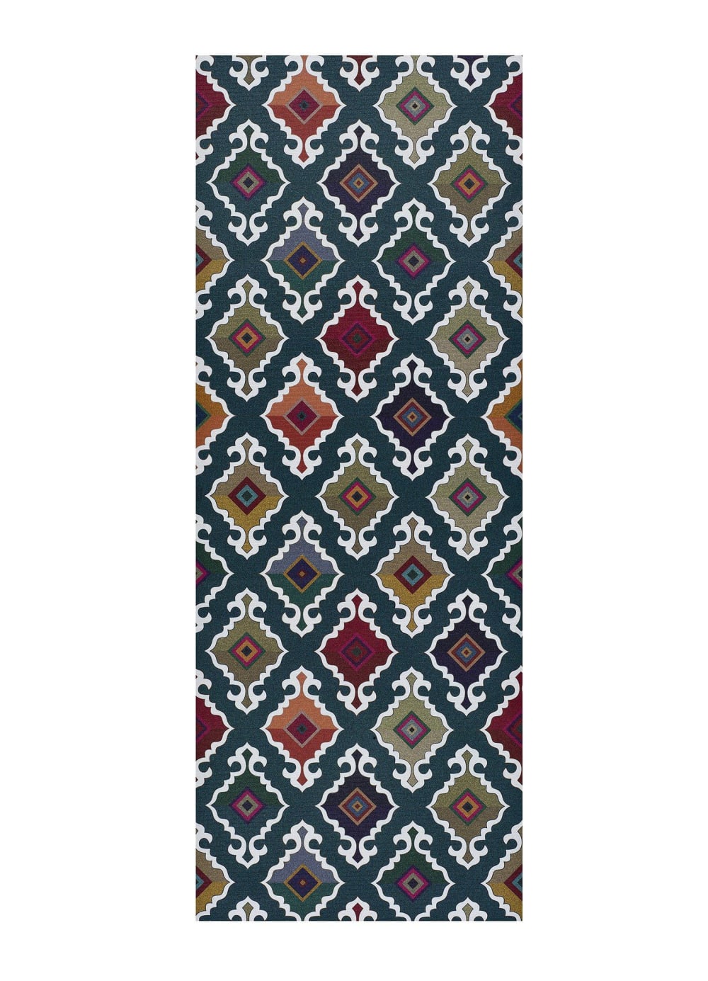 Tapis de cuisine lavable ethnique vert/multicolore 52x100 cm