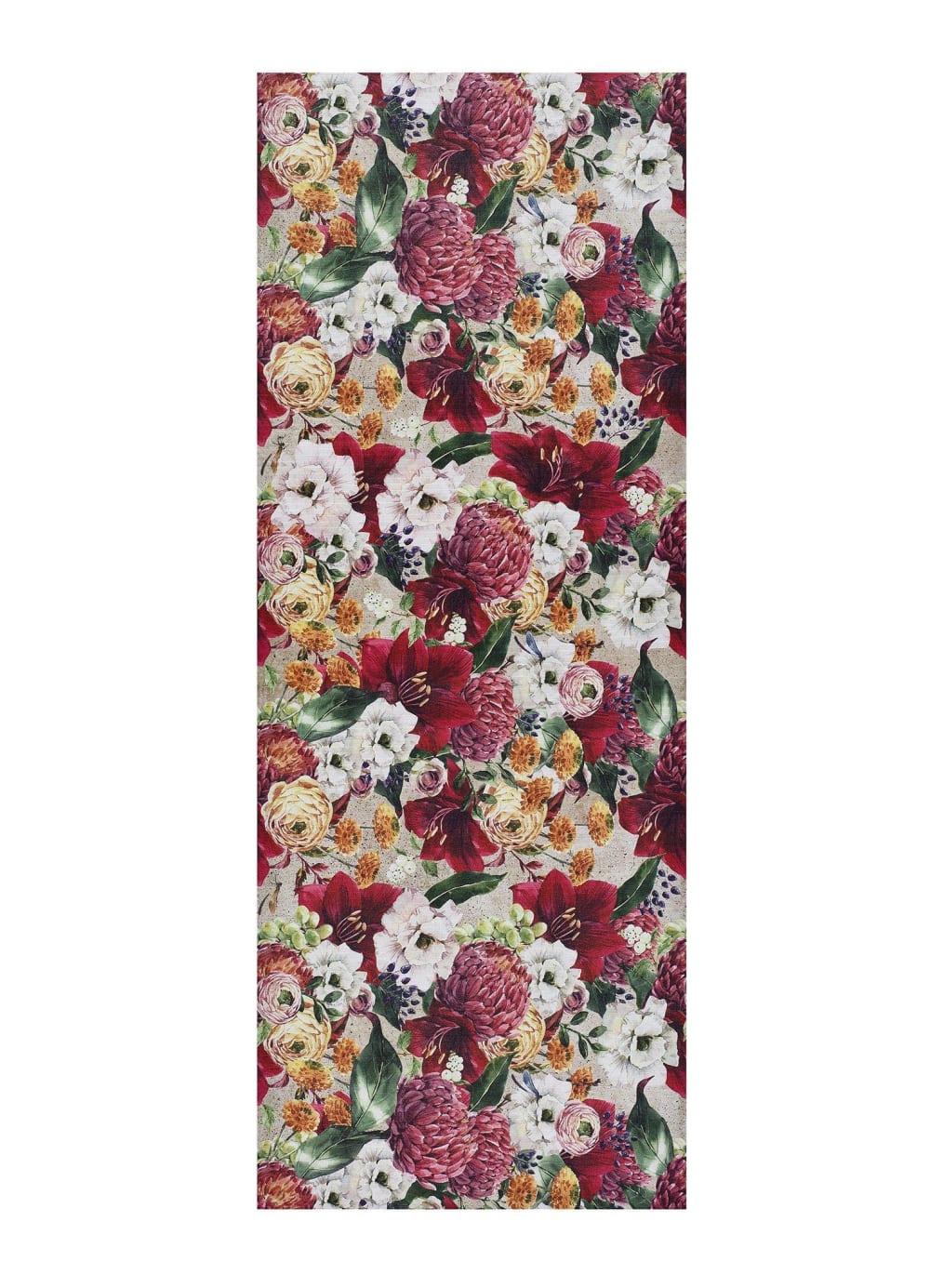 Tapis de cuisine lavable fleurs rouge/rose 52x200 cm