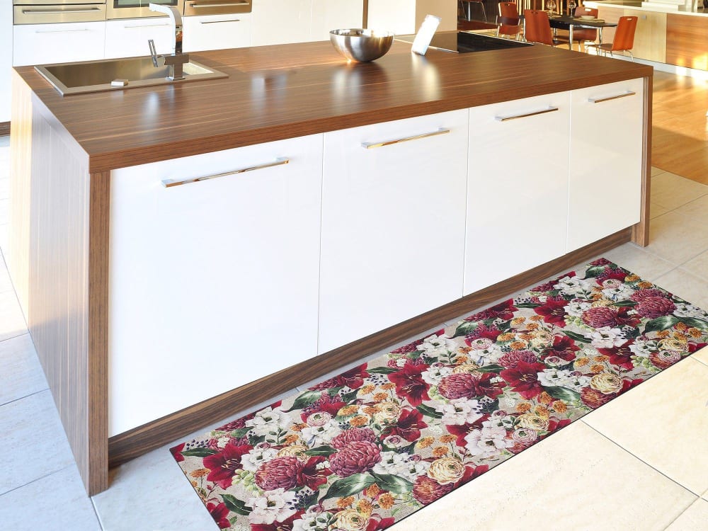 Tapis de cuisine lavable fleurs rouge/rose 52x100 cm — vue 3