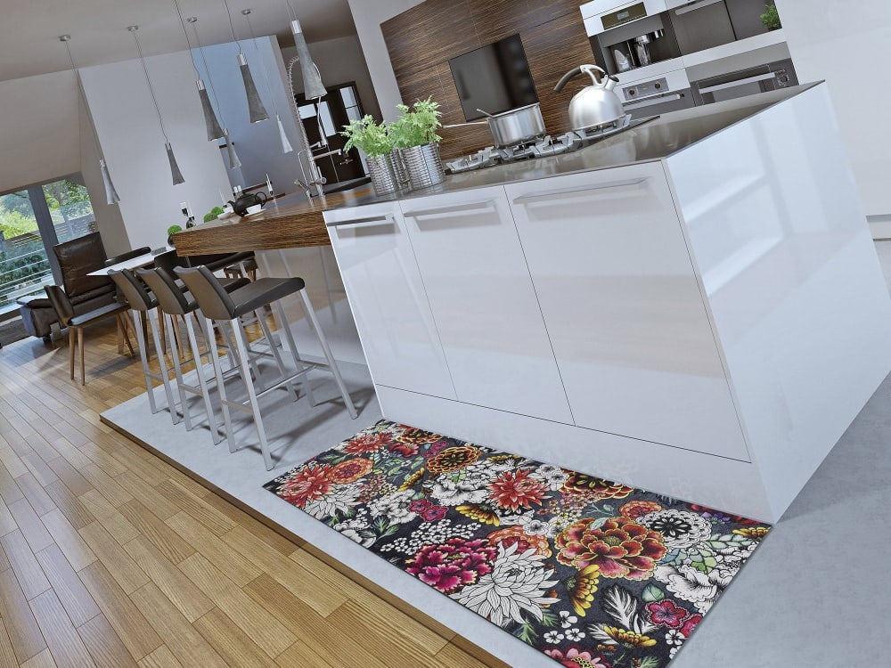 Tapis de cuisine lavable fleurs multicolore 52x200 cm — vue 3