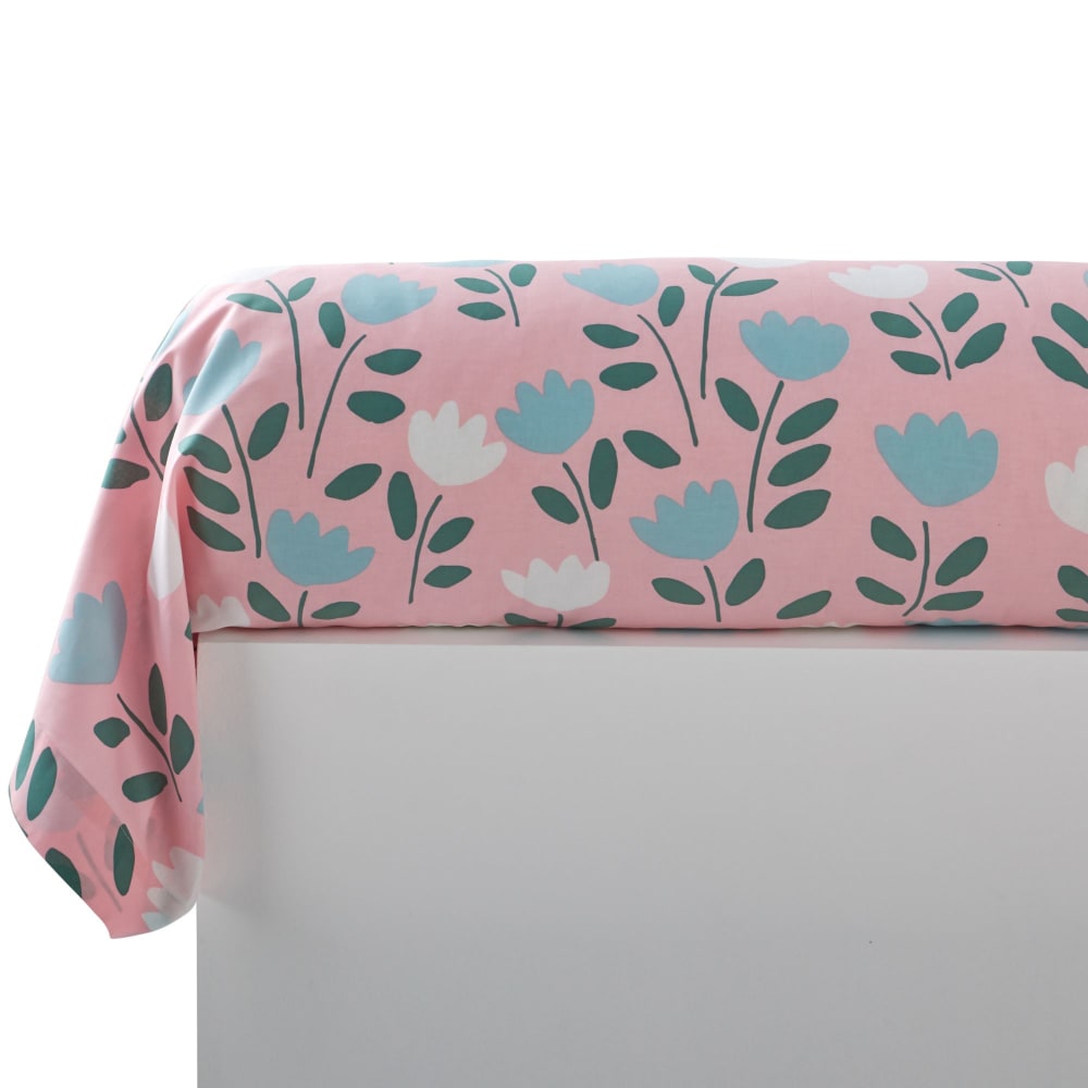 Traversin moelleux en coton bleu ciel grisé 85x140cm