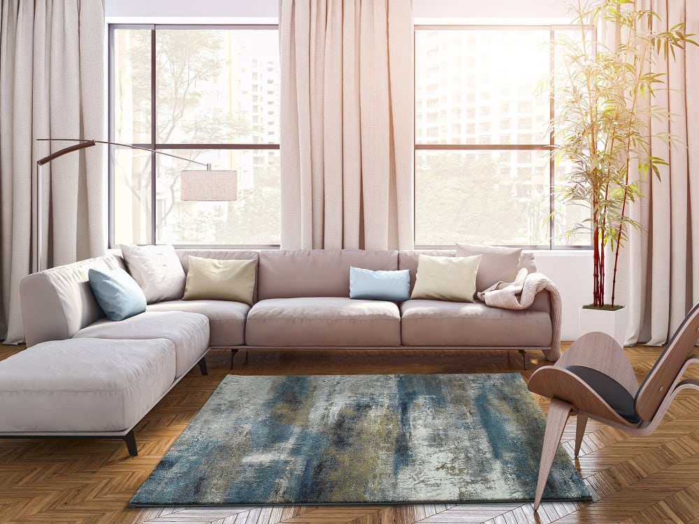Alfombra abstracta azul/gris 140x200 cm - Maisons du Monde
