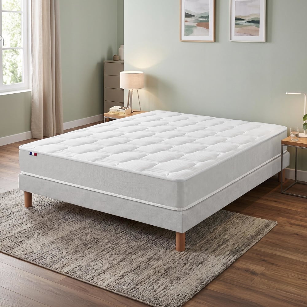 Idliterie Matelas mousse et mémoire de forme dimame 140x190 Blanc Certifié Oeko-Tex Tissu