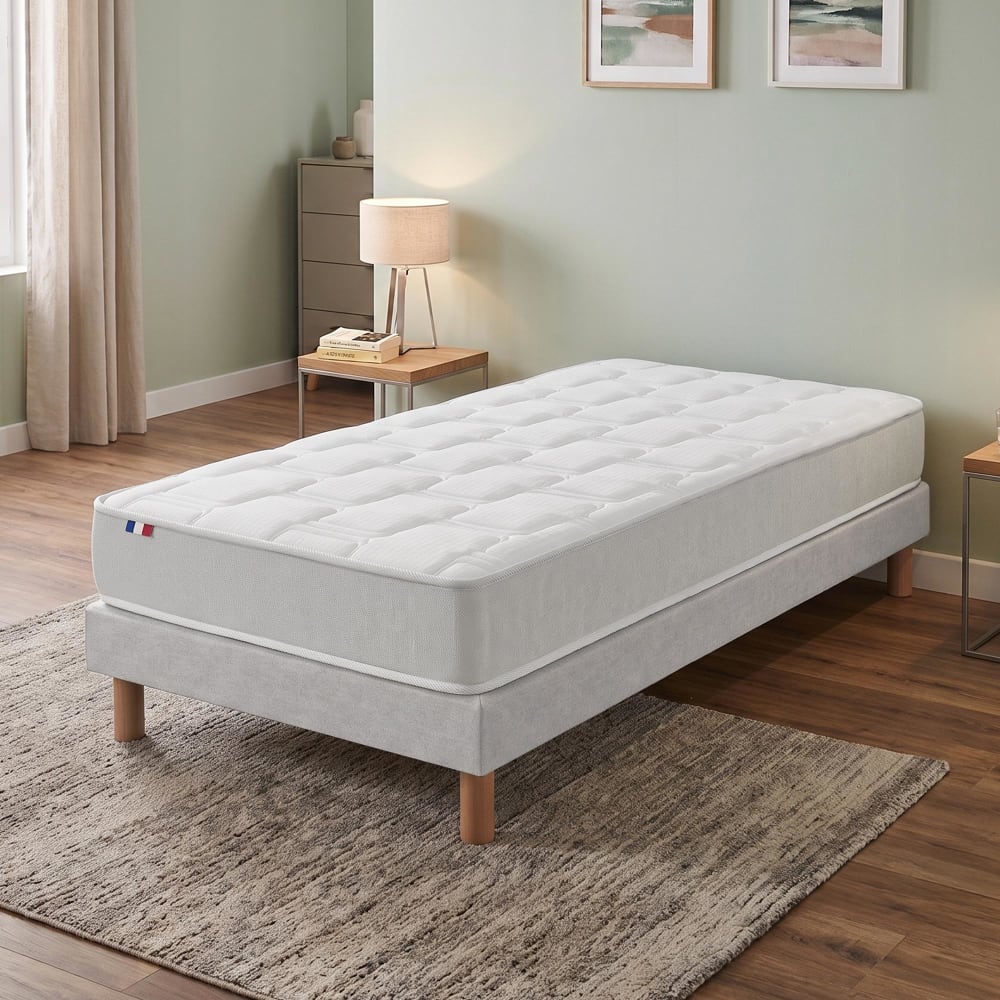 Idliterie Matelas mousse et mémoire de forme dimame 90x190 Blanc Certifié Oeko-Tex Tissu