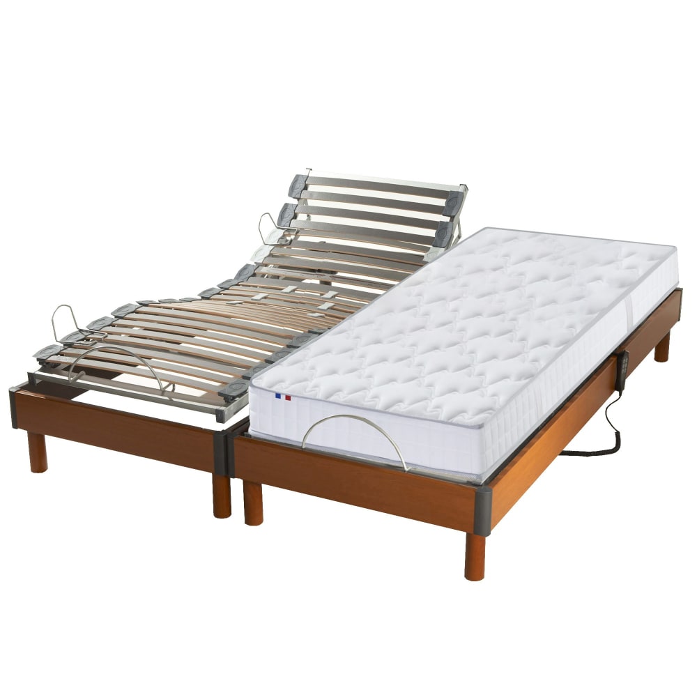 Sommier électrique et matelas 100% latex 5 zones 2x80x200
