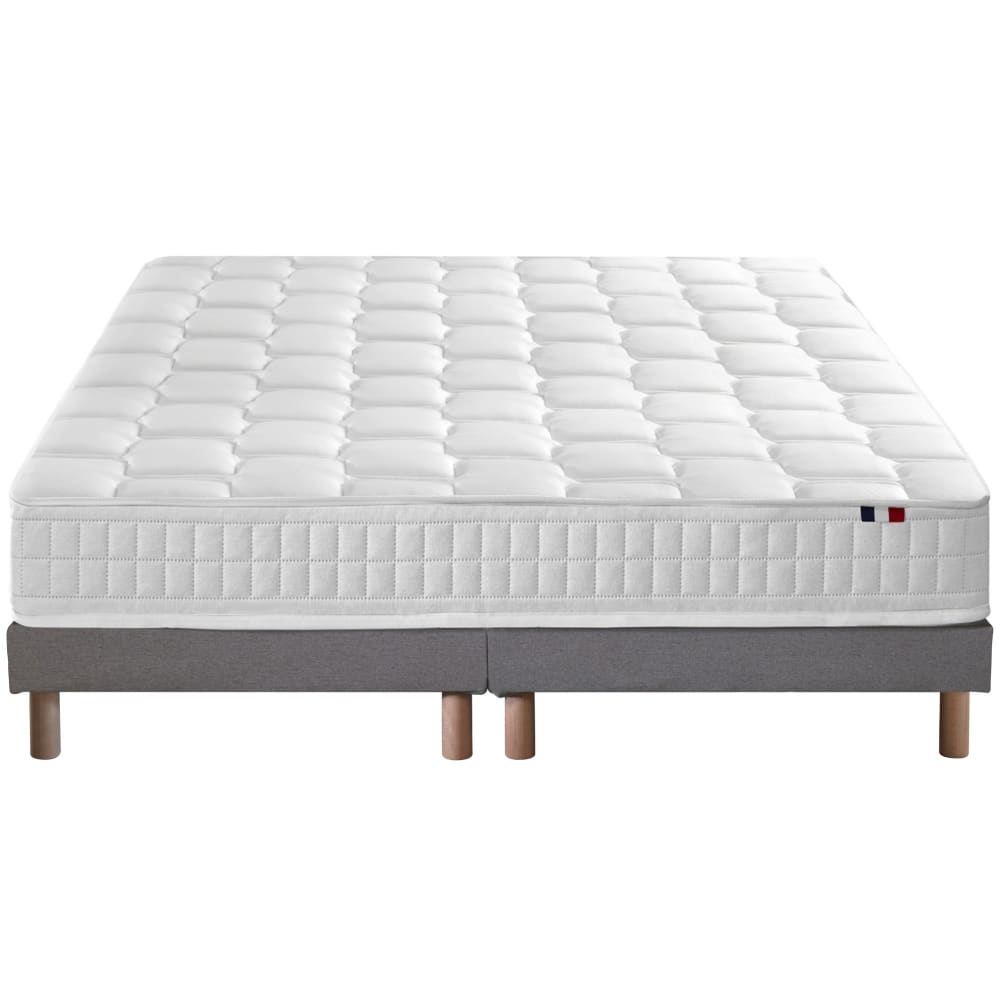 Ensemble matelas ressort mémoire forme sommier gris 180x200