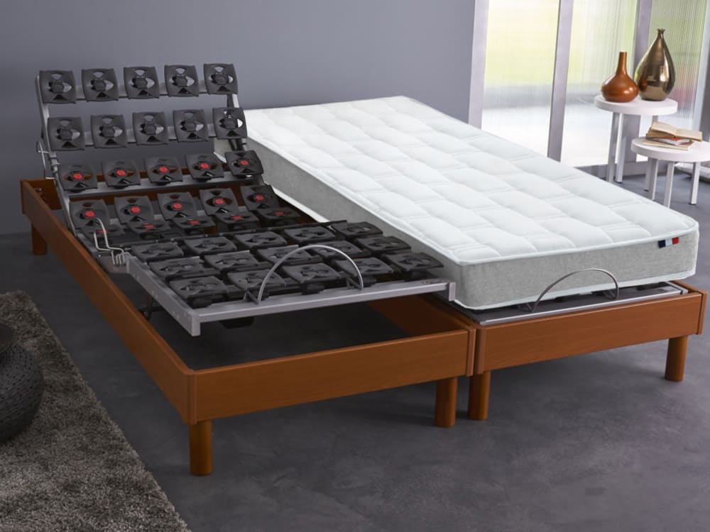 Sommier électrique et matelas mémoire forme 2x90x200 - Maisons du Monde