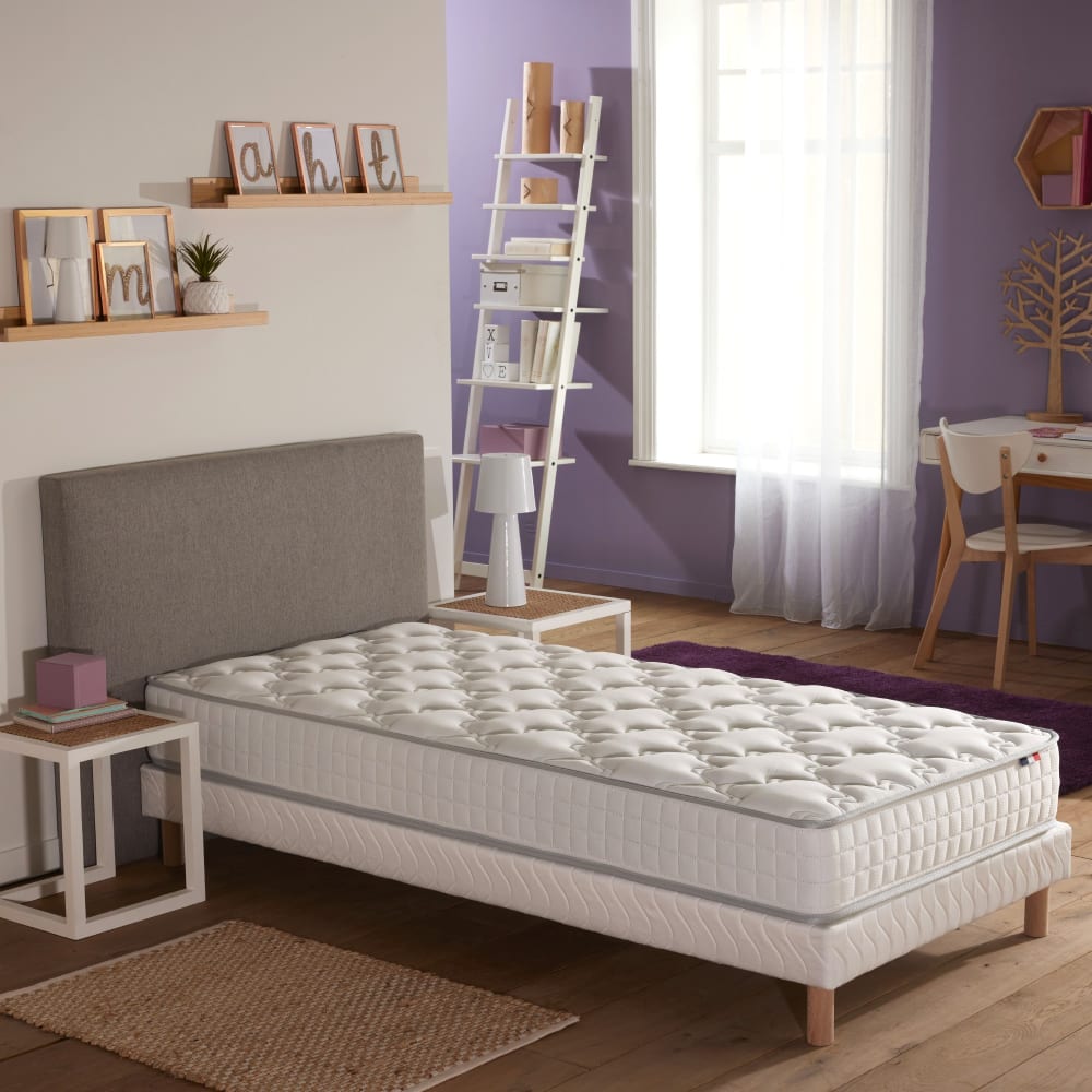Ensemble matelas ressorts 5 zones sommier blanc 90x190 - Maisons du Monde