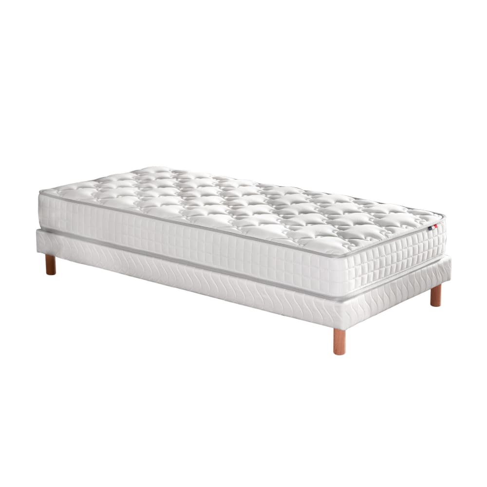 Ensemble matelas ressorts fermes sommier blanc 90x190
