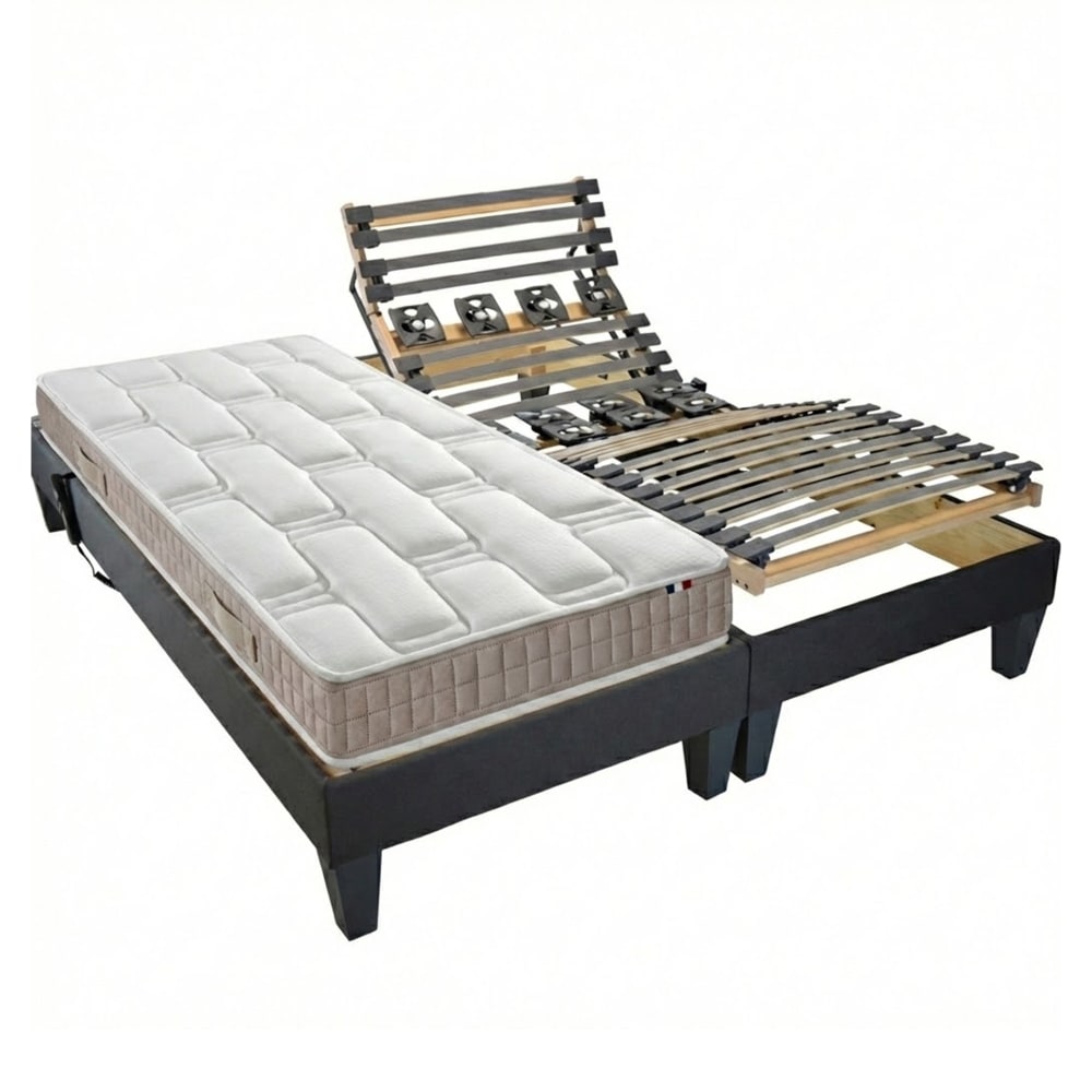 Sommier électrique et matelas 100% latex 5 zones 180x200