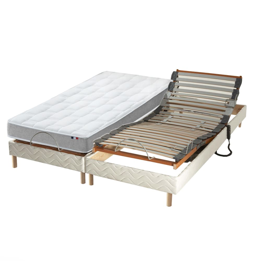 Sommier électrique et matelas mémoire forme 2x80x200