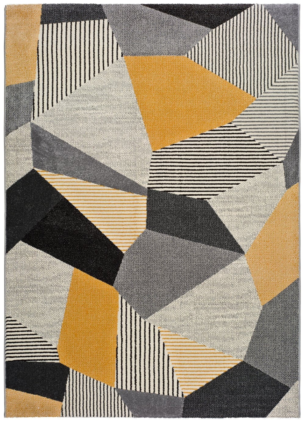 Tapis géométrique gris/noir/moutarde 80x150 cm