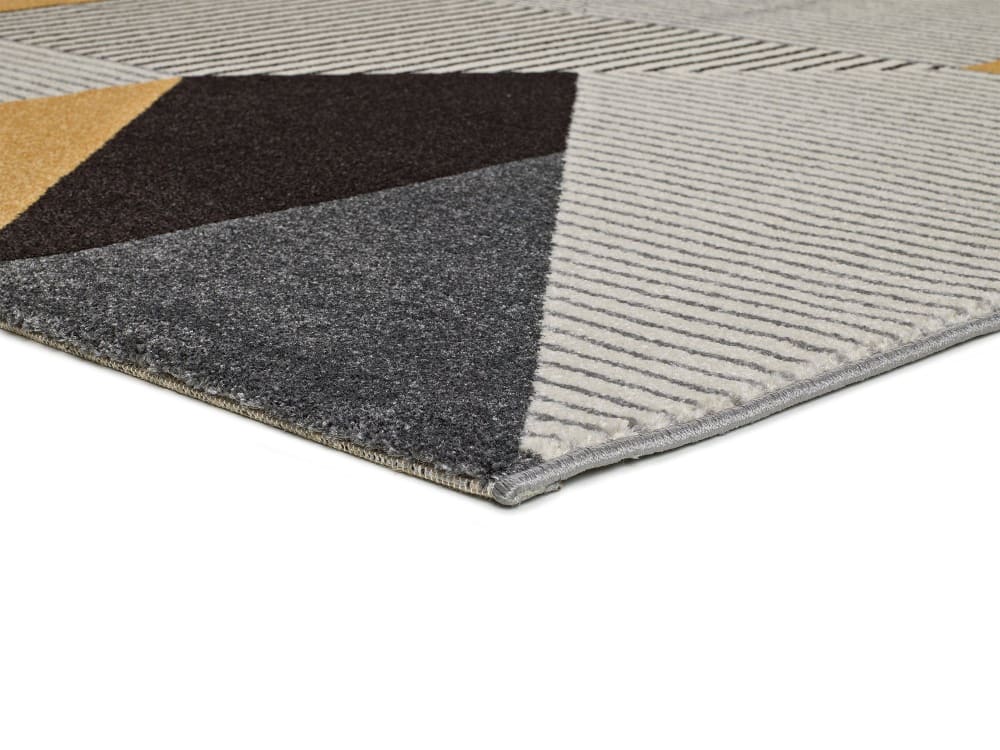 Tapis géométrique gris/noir/moutarde 80x150 cm — vue 4