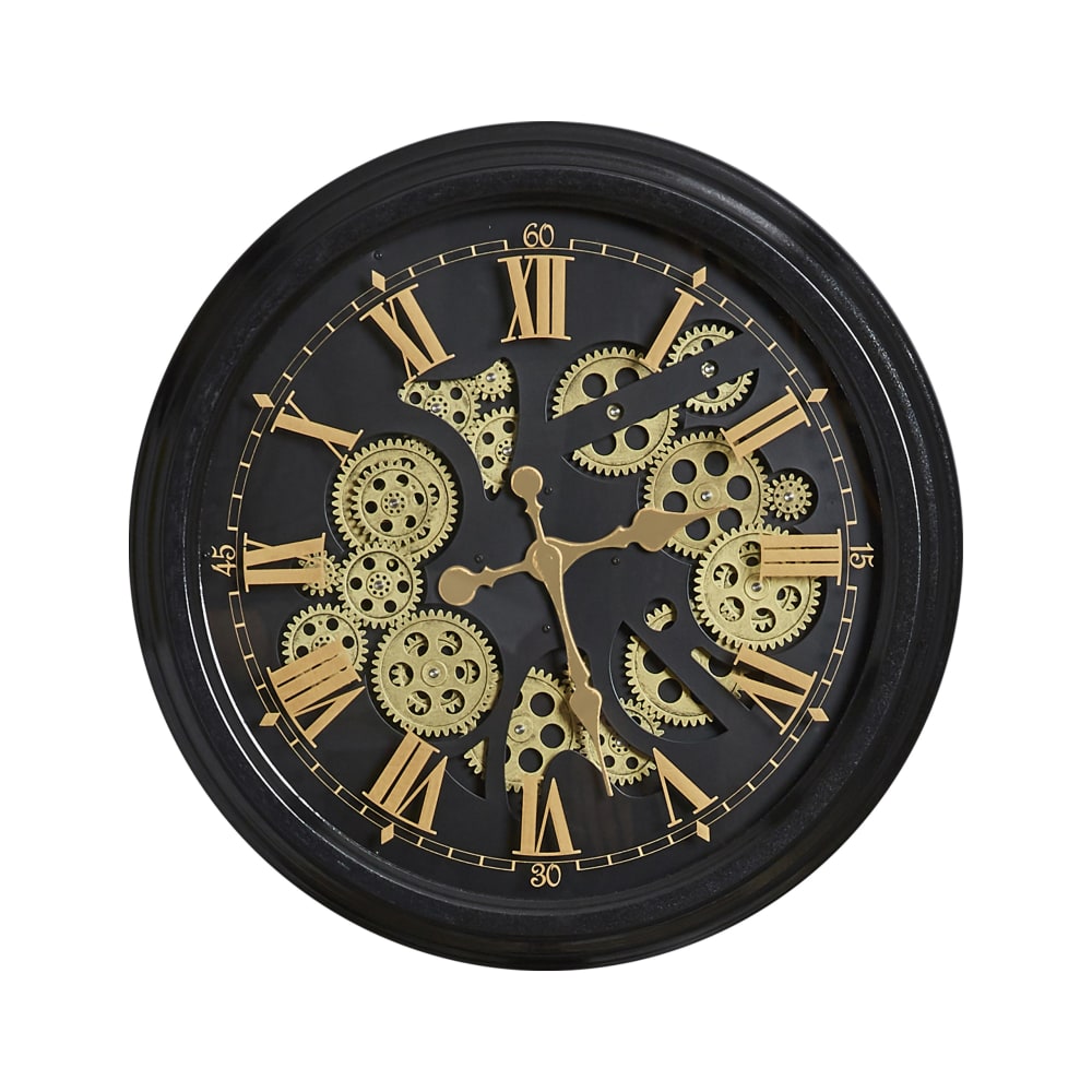EMDE Horloge ronde mécanisme apparent 52x9x52cm noir style classique chic - Métal